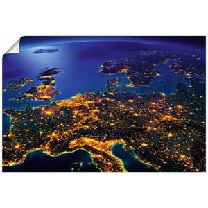 Artland Artprint Centraal Europa vanuit de ruimte als artprint van aluminium, artprint op linnen, muursticker of poster in verschillende maten