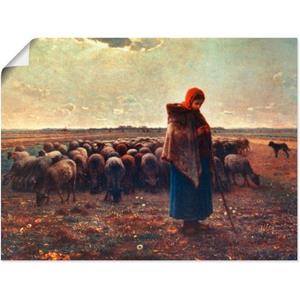 Artland Artprint Herderin met haar kudde, 1863 als artprint van aluminium, artprint op linnen, muursticker of poster in verschillende maten