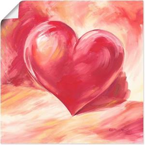 Artland Artprint Roze/rood hart als artprint van aluminium, artprint op linnen, muursticker of poster in verschillende maten