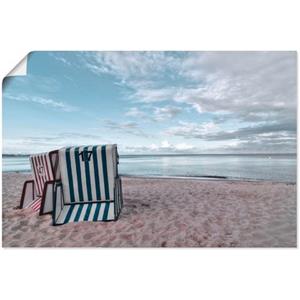 Artland Artprint Eenzame strandstoelen aan het Ostseestrand als artprint van aluminium, artprint op linnen, muursticker of poster in verschillende maten