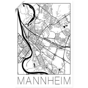 Artland Artprint Retro kaart Mannheim Duitsland als artprint van aluminium, artprint op linnen, muursticker of poster in verschillende maten
