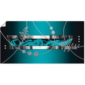 Artland Artprint Zilver abstract op petrol als artprint van aluminium, artprint op linnen, muursticker of poster in verschillende maten