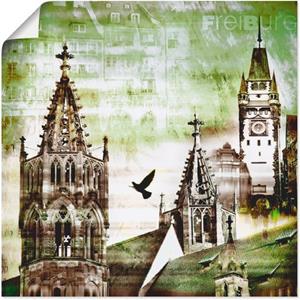 Artland Artprint Freiburg skyline abstracte collage als artprint op linnen, muursticker of poster in verschillende maten