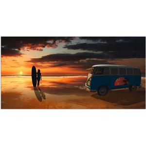Artland Artprint Surfen in Californië met Bulli T1 als artprint van aluminium, artprint op linnen, muursticker of poster in verschillende maten