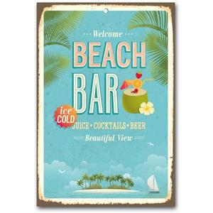 Home affaire Metalen artprint Beach bar Afmeting (bxh): ca. 30x45 cm