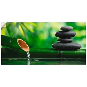 Artland Artprint Bamboebronnen en zen-steen als artprint van aluminium, artprint op linnen, muursticker of poster in verschillende maten