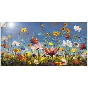 Artland Artprint Weide met wilde bloemen blauwe hemel als artprint van aluminium, artprint op linnen, muursticker of poster in verschillende maten
