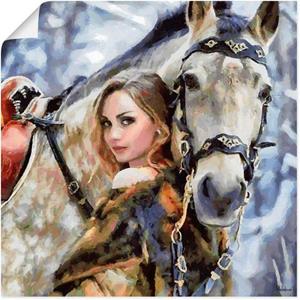 Artland Artprint Meisje met het witte paard als artprint van aluminium, artprint op linnen, muursticker of poster in verschillende maten
