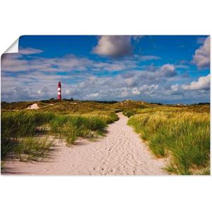 Artland Artprint Strandweg naar de vuurtoren - eiland Amrum als artprint van aluminium, artprint op linnen, muursticker of poster in verschillende maten