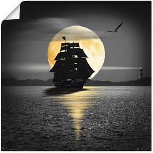 Artland Artprint Een boot met zwarte zeilen als artprint op linnen, muursticker of poster in verschillende maten
