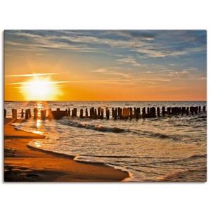 Artland Artprint Mooie zonsondergang aan het strand als artprint van aluminium, artprint op linnen, muursticker of poster in verschillende maten