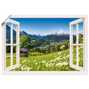 Artland Artprint Blik uit het venster Beierse Alpen als artprint van aluminium, artprint op linnen, muursticker of poster in verschillende maten