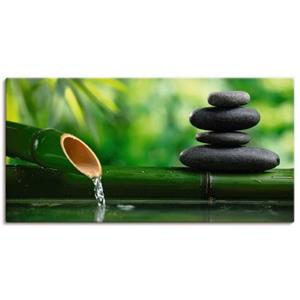 Artland Artprint Bamboebronnen en zen-steen als artprint van aluminium, artprint op linnen, muursticker of poster in verschillende maten