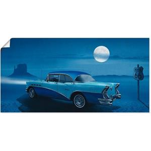 Artland Artprint Blauwe nacht op Route 66 als artprint op linnen, muursticker of poster in verschillende maten