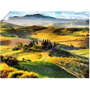 Artland Artprint Toscane van bovenaf als artprint van aluminium, artprint op linnen, muursticker of poster in verschillende maten