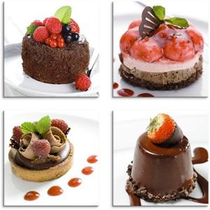 Artland Artprint op linnen Gebak & desserts set van 4, verschillende maten (4 stuks)
