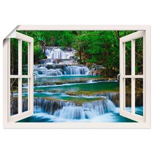 Artland Artprint Blik uit het venster waterval in Kanchanaburi als artprint op linnen, muursticker of poster in verschillende maten