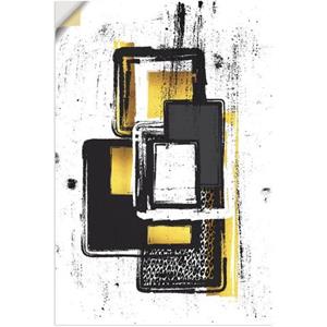 Artland Artprint Abstracte ruiten - Abstracte schilderkunst Nr. 3 goud als artprint van aluminium, artprint op linnen, muursticker of poster in verschillende maten