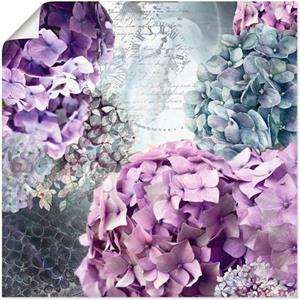 Artland Artprint Blauw en grijs hortensia als artprint van aluminium, artprint op linnen, muursticker of poster in verschillende maten