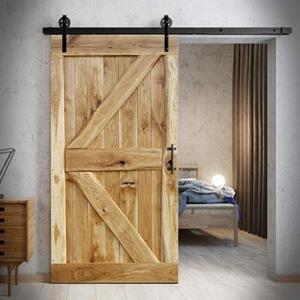 Loftdeur Houten Schuifdeur -  Eiken Rustiek 210x100 - Zwart - Incl. Rails