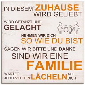 Artland Artprint In dit huis - beige als artprint van aluminium, artprint op linnen, muursticker of poster in verschillende maten