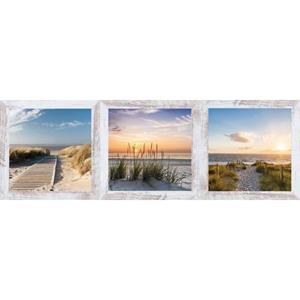 Bönninghoff Artprint met lijst Strand, zandkleur, zon, set van 3 (1 stuk)