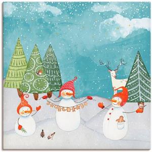 Artland Artprint Sneeuwpoppen en dierenvrienden als artprint van aluminium, artprint op linnen, muursticker of poster in verschillende maten