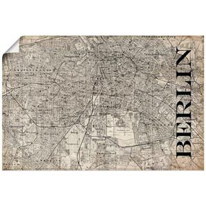 Artland Artprint Berlijn kaart straten kaart Grunge als artprint van aluminium, artprint op linnen, muursticker of poster in verschillende maten