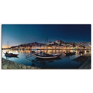 Artland Artprint Porto - Nachtpanorama als artprint van aluminium, artprint op linnen, muursticker of poster in verschillende maten