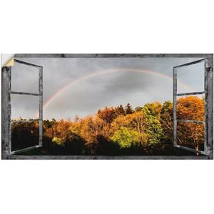 Artland Artprint Blik uit het venster - regenboog als artprint van aluminium, artprint op linnen, muursticker of poster in verschillende maten
