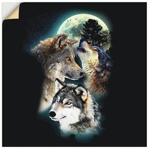 Artland Artprint Fantasie wolf wolven met maan als artprint van aluminium, artprint op linnen, muursticker of poster in verschillende maten