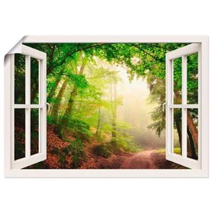 Artland Artprint Blik uit het venster boog door bomen als artprint van aluminium, artprint op linnen, muursticker of poster in verschillende maten