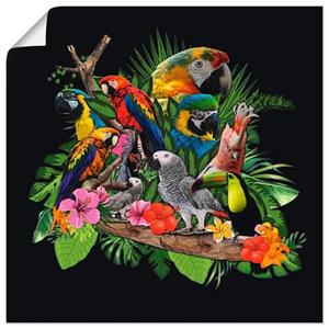 Artland Artprint Papegaaien Grijze Papegaai Kaketoe Jungle als artprint van aluminium, artprint op linnen, muursticker of poster in verschillende maten