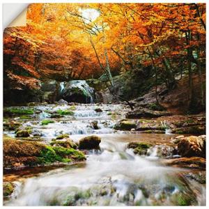 Artland Artprint Herfstige waterval als artprint van aluminium, artprint op linnen, muursticker of poster in verschillende maten