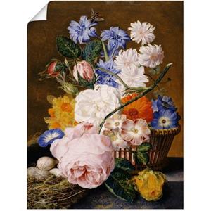 Artland Artprint Rozen wind paasklokken asters als artprint op linnen, muursticker of poster in verschillende maten