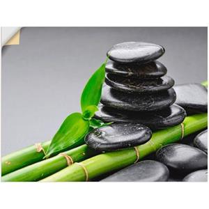 Artland Artprint Basalt stenen en bamboe als artprint van aluminium, artprint op linnen, muursticker of poster in verschillende maten
