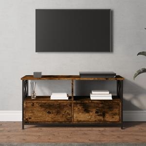 VidaXL Tv-meubel 90x33x45 cm bewerkt hout en ijzer gerookt eikenkleur