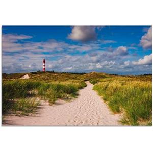 Artland Artprint Strandweg naar de vuurtoren - eiland Amrum als artprint van aluminium, artprint op linnen, muursticker of poster in verschillende maten