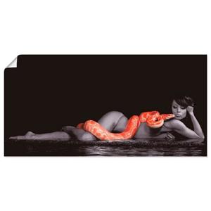 Artland Artprint Vrouw in water liggend met python als artprint van aluminium, artprint op linnen, muursticker of poster in verschillende maten