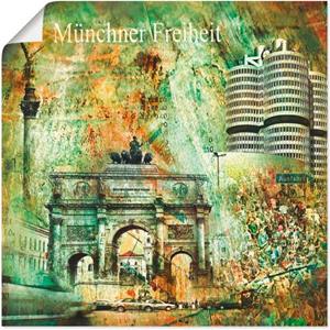 Artland Artprint München Skyline abstracte collage 03 als artprint op linnen, muursticker of poster in verschillende maten