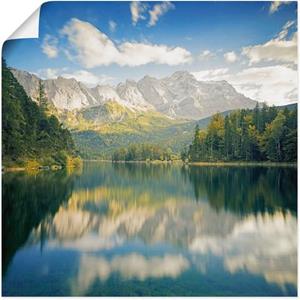 Artland Artprint Tandwieltrein met Eibsee als artprint van aluminium, artprint op linnen, muursticker of poster in verschillende maten