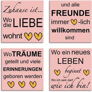Artland Artprint op linnen Waar de liefde woont set van 4, verschillende maten (4 stuks)