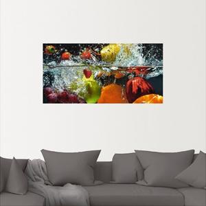 Artland Artprint Fruit in opspattend water als artprint van aluminium, artprint op linnen, muursticker of poster in verschillende maten