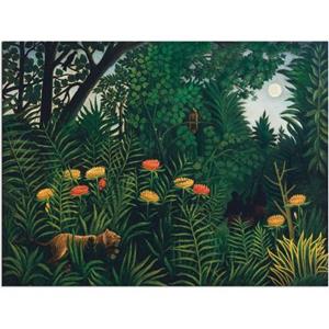 Artland Artprint Oerwoud met tijger en jagers. Omstreeks 1907. als artprint van aluminium, artprint op linnen, muursticker of poster in verschillende maten