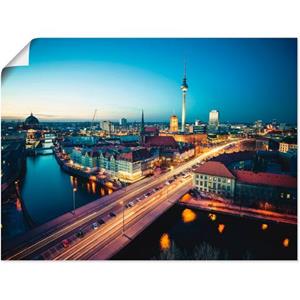 Artland Artprint Berlijn Cityscape ‘	s avonds als artprint van aluminium, artprint op linnen, muursticker of poster in verschillende maten