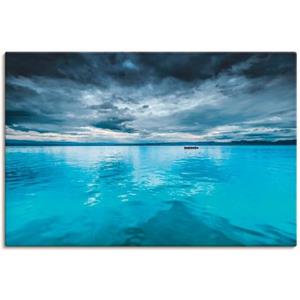 Artland Artprint Mystiek meer met boot als artprint van aluminium, artprint op linnen, muursticker of poster in verschillende maten