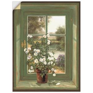 Artland Artprint Wilde rozen bij het raam als artprint van aluminium, artprint voor buiten, artprint op linnen, poster, muursticker