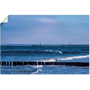 Artland Artprint Pier en kribben in Warnemünde II als artprint van aluminium, artprint op linnen, muursticker of poster in verschillende maten