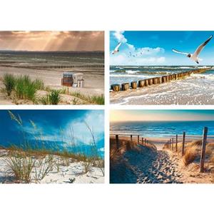 Artland Poster Eenzaam strand Oostzee zandduinen grassen Poster, artprint, wandposter (4 stuks)
