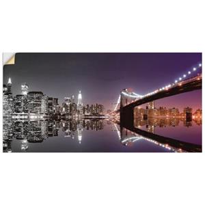 Artland Artprint New York skyline nachtelijke reflectie als artprint van aluminium, artprint op linnen, muursticker of poster in verschillende maten